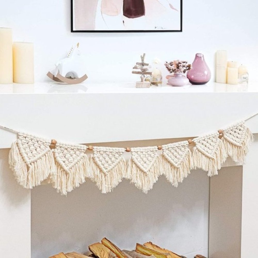 Free People Macrame BOHO Fringe Garland Baner Hang - Picture 1 of 10